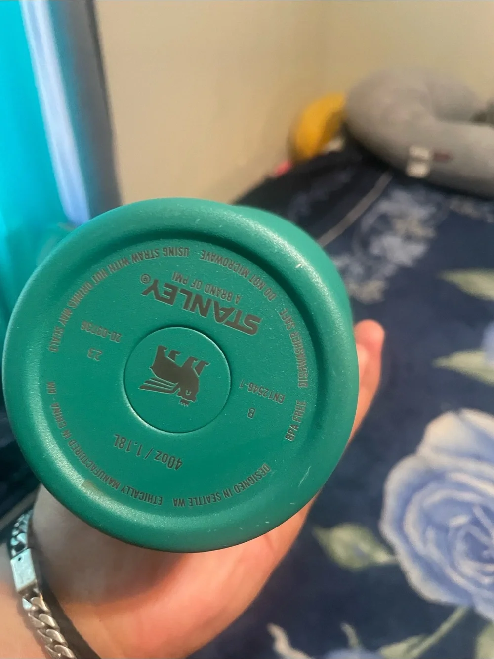 Stanley Teal Travel Tumbler with Handle - Picture 2 of 3